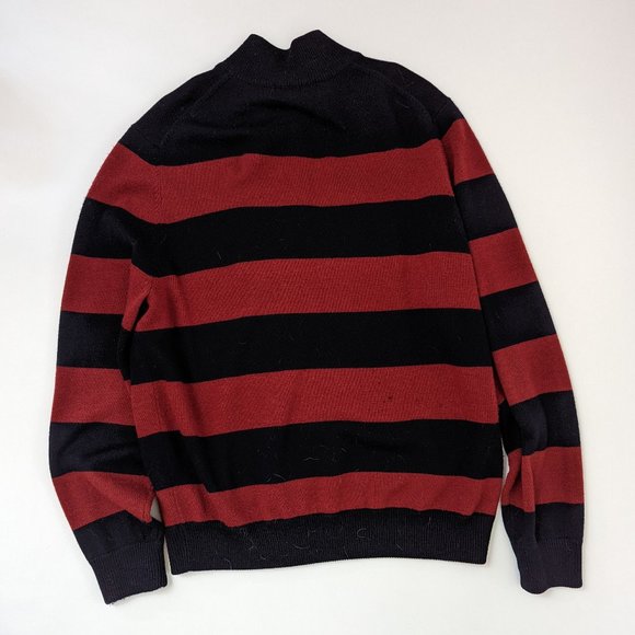 Brooks Brothers Merino 1/4 Zip Sweater -- Size L -- Red and Blue Stripes - Picture 3 of 5